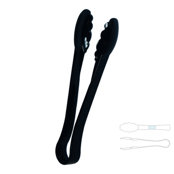 Servierpinzette mit geriffelten Polycarbonat-Paddeln Servierpinzette mit geriffelten Polycarbonat-Paddeln